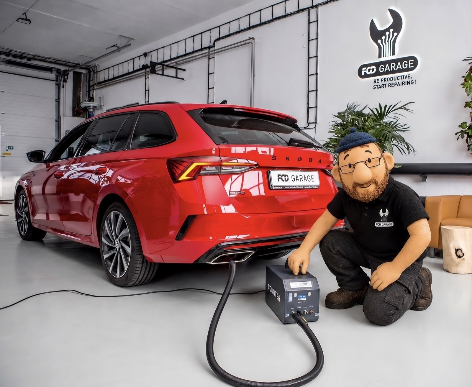 FCD Garage — měření emisí částic